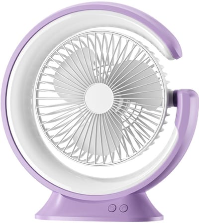 VHV-Tafelventilator en Bureauventilator 2-in-1 - Draaibare Ventilator met USB - Stille Mini Ventilator met LED-Sfeerverlichting en Invullicht - Compacte Luchtcirculator voor Studentenkamer, Slaapkamer en Kantoor