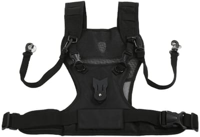 Dailygoods- Camerariem Dubbel - Hoogwaardige Nylon - Veilig Vergrendelingssysteem - Comfortabel - Geschikt voor DSLR-camera's - Inclusief Opbergtas - Camera Harnas