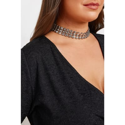 Yours Choker Ketting Met Studs In Zilversize One Size