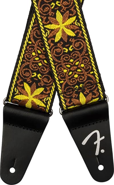 Fender 990638037 2 gitaarband, Pasadena geweven, gele muur bloem