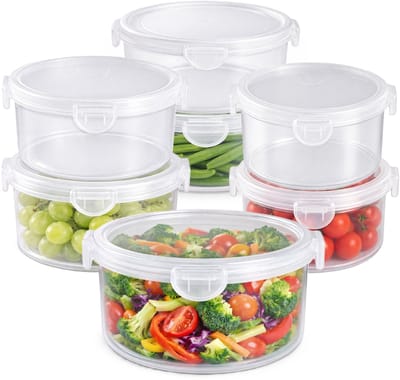 Plasticforte Vershoudbakjes set Classic - 7x stuks - vriezer en magnetron - kunststof - diverse maten - 600-700-1000-1600 ml - ronde vorm