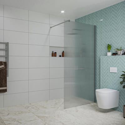 FugaFlow Eccelente Vetro inloopdouche badkamer - 100x200cm - ribbelglas - wandarm - chroom