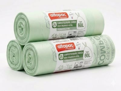 Biozakken 60 liter met Trekband - 75 zakken - Composteerbaar - Biologisch Afbreekbaar - GFT afvalzakken - 20 micron sterkte - GFT zakken - Gemaakt Van Aardappelzetmeel - Composteerbare Afvalzakjes - Vuilniszak 60 liter - Vuilzakken
