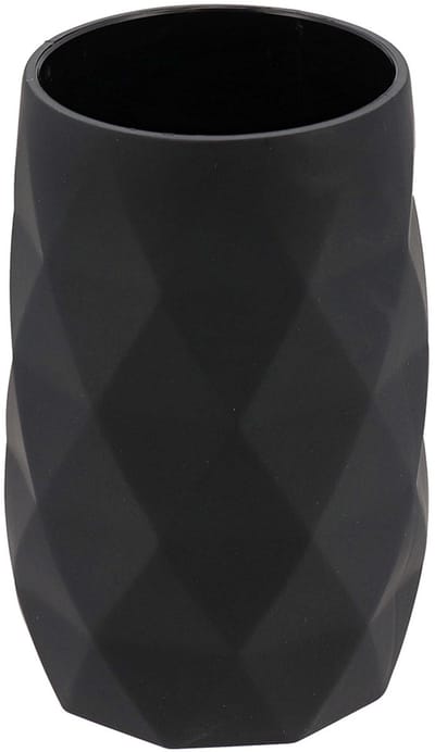 Tendance Badkamer Tandenborstelbeker Diamond - zwart - kunststof - 6 x 12 cm