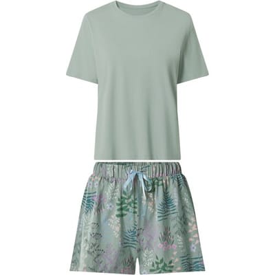 ESMARA Korte dames pyjama (Olijfgroen, XS (32/34))