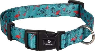 Flamingo Samar - Halsband Honden - Halsband Samar Groen Met Flamingo M 40-55cm 20mm - 1st - 127951 - 1st