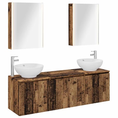 vidaXL - Badkamerkast - set - 5 - st - Oud - hout - Bewerkt - hout