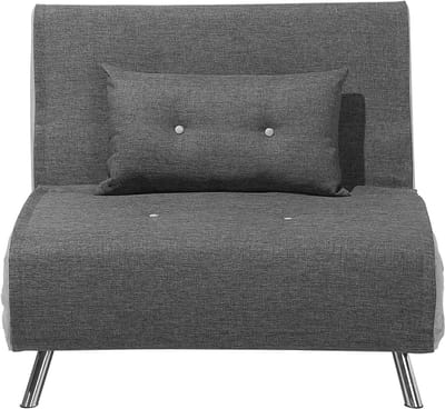 FARRIS - Slaapbank 1-zit - Donkergrijs - Polyester