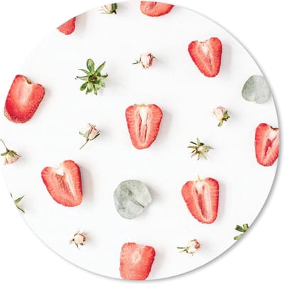 Muismat rond 20x20 cm - Mousepad Zomer - Aardbeien - IJsblokjes - Ronde muismatten