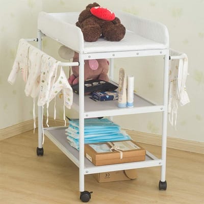 Luiertafel - Babyverzorging Tafel - Babyverzorging Thuis - Opvouwbaar en Mobiel - 84 x 72 x 90 cm - Wit