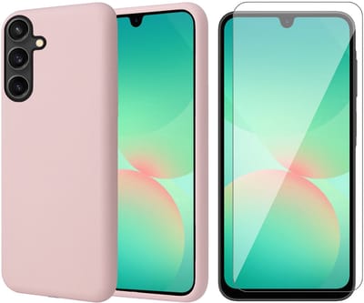 Hoesje geschikt voor Samsung Galaxy A17 5G / A26 - Screenprotector Glas - Mat Back Case Roze