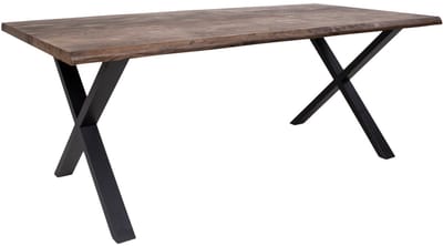 Tony eetkamertafel 95x200 cm met golvende rand, gerookt eiken, zwarte poten.