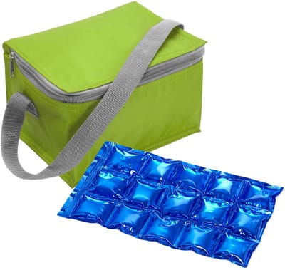 Bellatio Design Lunchtas / koeltas klein - groen - incl koelelement - blikjes - medicijnen - lunch - 20 x 13 x 13 cm