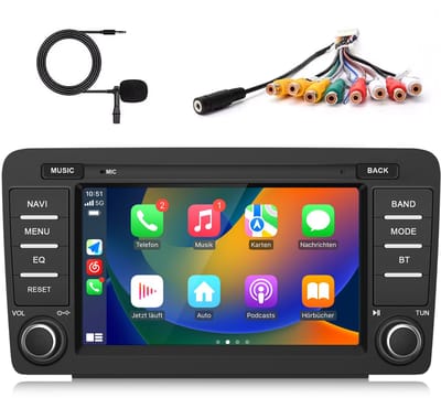 JUNSUN Autoradio Auto Radio Geschikt voor Skoda Octavia(2004-2013) Draadloze Android Auto &CarPlay 2GB+64GB 8 inch IPS Touchscreen