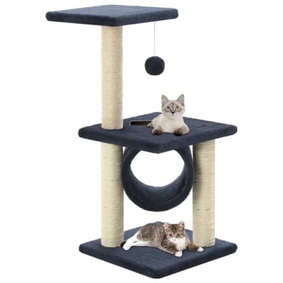vidaXL - Kattenkrabpaal - met - sisal - krabpalen - 65 - cm - donkerblauw