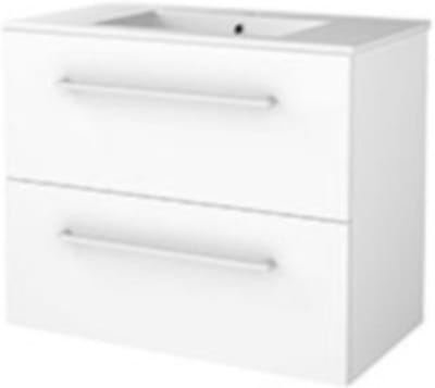 Basic-Line Start 46 Badkamermeubelset - 80 x 46 cm - Met Grepen - 2 Lades - Keramische Wastafel - 1 Kraangat - Ice White