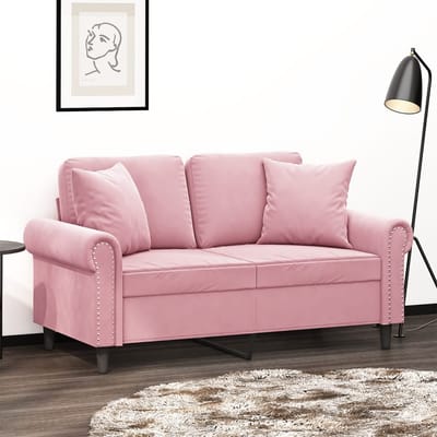 vidaXL - Tweezitsbank - met - sierkussens - 120 - cm - fluweel - roze