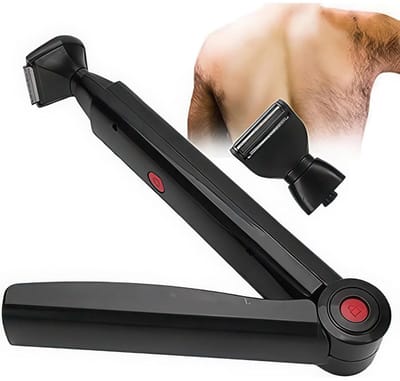Elektrisch scheerapparaat, opvouwbaar scheerapparaat Geschikt voor de rug van mannen, via USB verstelbaar scheerapparaat Geschikt voor het hele lichaam met dubbele scheerkoppen en ergonomische verlengarm.