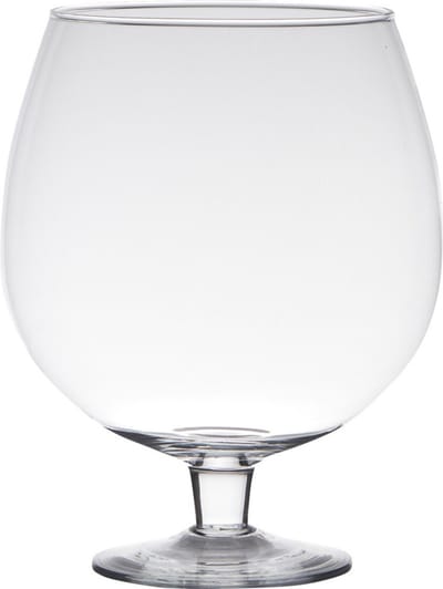 Hakbijl Glass Vaas Brandy - op voet - transparant - glas - 24 cm - terrarium - bloemen - luxe en stijlvol