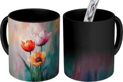 Magische Mok - Foto op Warmte Mokken - Koffiemok - Dromerig - Bloemen - Verfijnde details - Magic Mok - Beker - 350 ML - Theemok