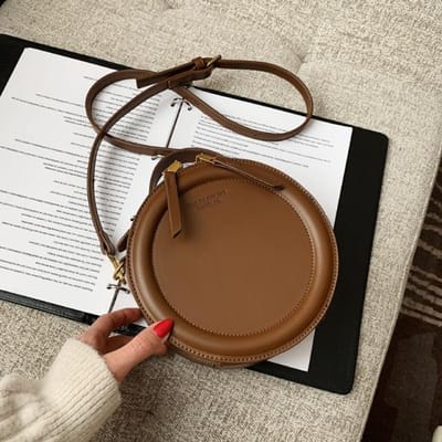 Sacs Bandoulière Ronds de Luxe pour Femmes 2021 Nouvelle Tendance Sacs à Main d'Épaule en Cuir PU Vintage Sacs Décontractés de Marque pour Femmes 20cmx8cmx20cm marron
