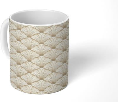 Mok - Koffiemok - Klassiek - Art - Beige - Mokken - 350 ML - Beker - Koffiemokken - Theemok