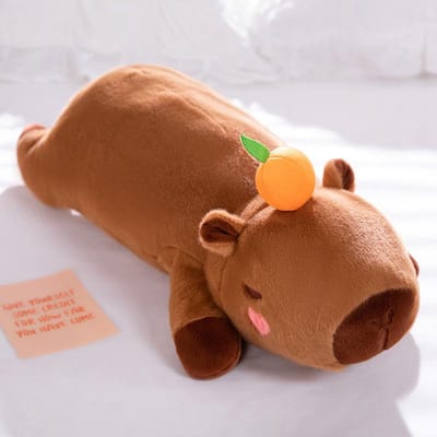 Enorme Big Capybara Pluche Speelgoed Gevuld Engelenvleugels Hartwang Oranje Decoratie Capibara Dutje Slaap Gooi Kussen Knuffel Kussen about 55-60cm