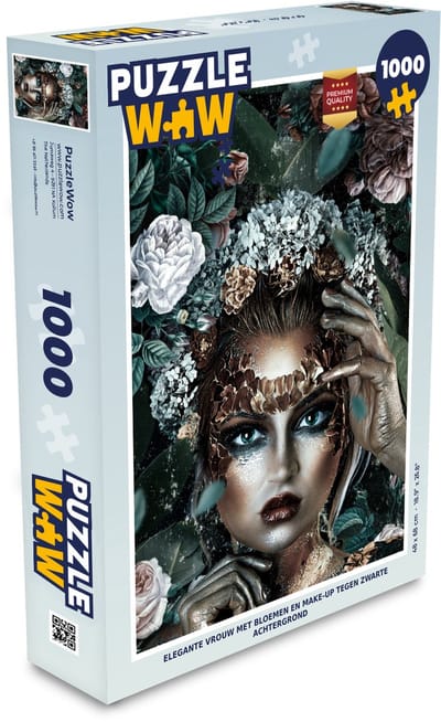 Puzzel Zilver - Vrouw - Bloemen - Legpuzzel - Puzzel 1000 stukjes volwassenen