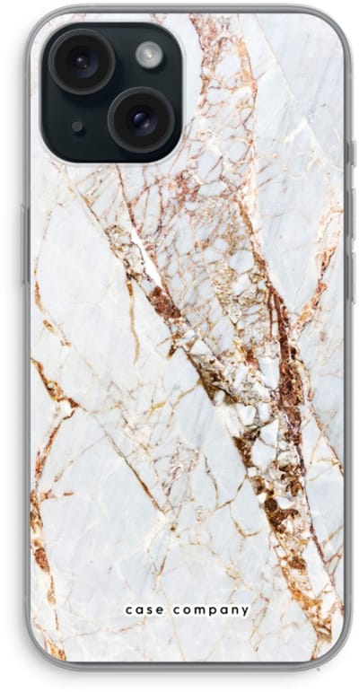 Case Company® - Hoesje geschikt voor iPhone 15 hoesje - Goud marmer - Soft Cover Telefoonhoesje - Bescherming aan alle Kanten en Schermrand