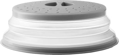 YUGN Magnetron Deksel Ø21 cm - Inklapbaar Spatdeksel - BPA-vrij Afgieten - Vergiet en Ruimtebesparend - Transparant Grijs - Met eBook