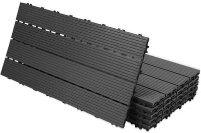 WPC Terrastegels - Vlondertegels Kliktegels - Balkon Tuin - Waterdicht Drainage Systeem - 30x60 cm - Antraciet