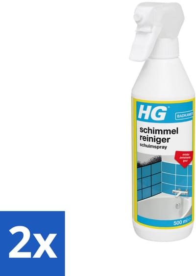 2 x HG Schimmel & Aanslagreiniger Schuimspray 500 ml - Schimmelreiniger - Schimmelverwijderaar - Schimmelbestrijding - Schimmel Op Tegels - Schimmel In Badkamer