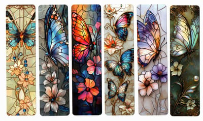 Viwado® Dromerige Vlinder Boekenleggers Set Van 6x – Esthetisch – Hand getekend –Zomerbloei Vlinder –Droom Vlinder