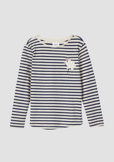 T-shirt van jersey met lange mouwen en geborduurde details voor meisje s.Oliver