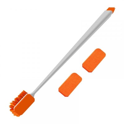 Dailygoods- Aquarium Reinigingsborstel Dubbelzijdig - Algen Schraper - Nylon Borstelharen - Handvat - Vilt Doeken - Compact Formaat - Aquariumreiniger