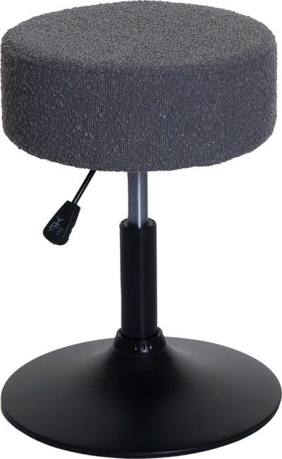 Kruk MCW-C22, kruk make-up kruk, in hoogte verstelbaar draaibaar Ø 37cm stof/textiel bouclé (450g/m²) ~ donkergrijs