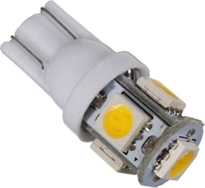T10 - 12V - 5 SMD - 5050 - Warm wit - 2 stuks