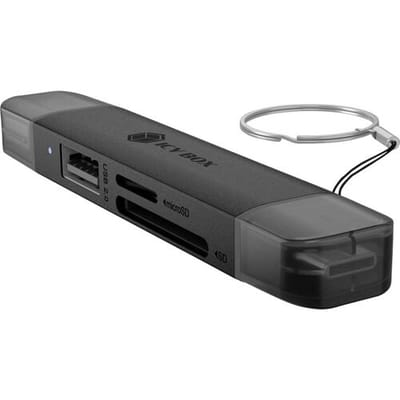 ICY BOX IB-CR203-CU3 Externe geheugenkaartlezer USB-A 3.2 Gen 1, USB-C 3.2 Gen 1, USB-A 2.0 Zwart