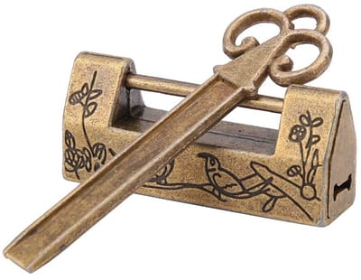 Dailygoods- Hangslot Retro - Hangslot Cijferslot - Hangslot met Sleutel - Hangsloten - Hangslot Buiten - Antiek Ontwerp van Zinklegering - Padlock