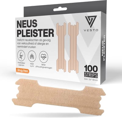 Vesto® 100 Stuks Anti Snurk Pleisters – Neusstrips – Snurken – Neusspreider – Beter Slapen Producten – Nachtrust Neuspleisters