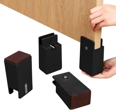 Verstelbare meubels en bedverhogers met schroefklem, 10 cm zware sofa en stoelverhogers, geschikt voor vierkante/ronde stoelpoten van 0" - 1,5", ondersteunt tot 9.072 kg (Zwart, Set)