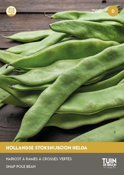 Tuin de Bruijn® zaden - Stoksnijboon Helda - vormt lange, platte en brede peulen - draadloos - 25 gram zaden