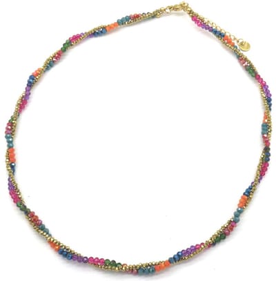 Ketting met Kralen - RVS - Lengte 39-45 cm - Multi