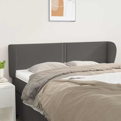 vidaXL - Hoofdbord - met - randen - 147x23x78/88 - cm - kunstleer - grijs