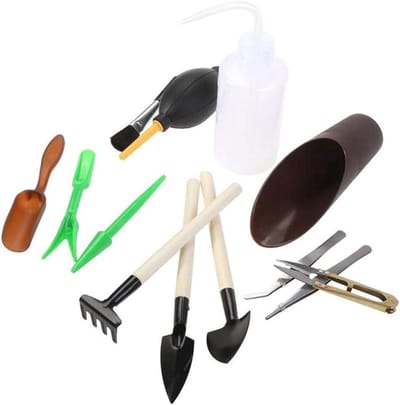 Miniatuur Tuingereedschap Set - Bonsai Gereedschap - Kleine Planten Verzorgen - 13 Delige Set