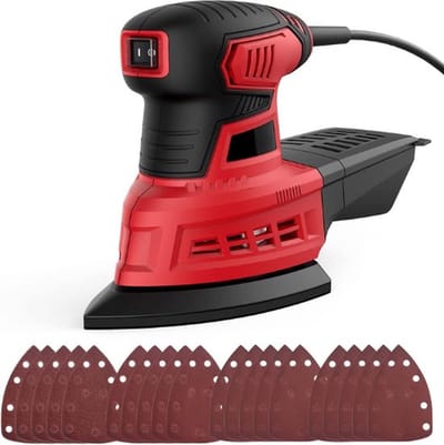 Luxe Schuurmachine – Excentrisch – Actie – Handpalmschuurmachine – Elektrisch met Accu – Incl. 20 Schuurvellen – 200W
