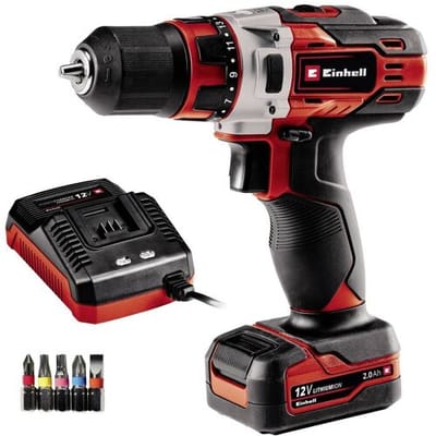 Einhell Accu Boor-/Schroefmachine TE-CD 18/1 Li Kit - 12 V/Li-ion - 30 Nm - 0-1400 t/min - 10 mm snelspanboorkop - Incl. 1x 2.0 Ah accu en lader