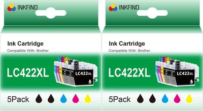 INKFIND LC422XL inktcartridge voor BROTHRE LC422 LC422XL LC-422 LC-422XL inktcartridge multipack 10 stuks (2*5pack=Zwart x 4, Cyaan x 2, Magenta x 2, Geel x 2) voor Brother MFC-J5340DW MFC-J5345DW MFC-J5740DW MFC-J6540DW MFC-J6940DW