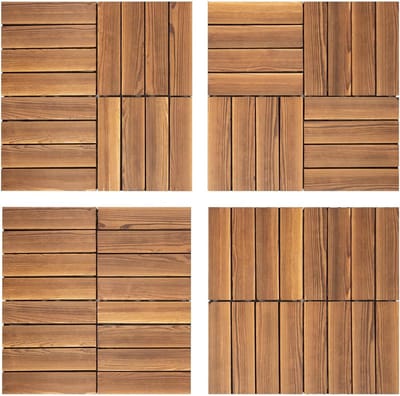 Houten vloertegels - Balkon vloer - Terras creëren - Kliksysteem - 30 x 30 cm - Bruin