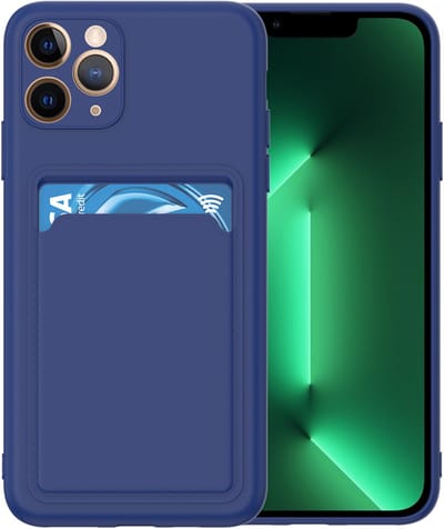 Silicone hoesje met pasjeshouder Geschikt voor iPhone 11 Pro Max - Telefoonhoesje - TPU - Donkerblauw